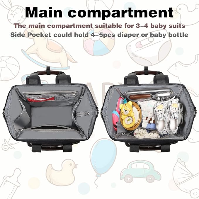 Jiefeike Diaper Bag Backpack, Baby Boys Girls Portable Baby Nappy Bags, Dad Mom Backpack Diaper Bag with Insulated Pockets RFID Anti-Theft Water-Resistant Pocket Stroller Straps