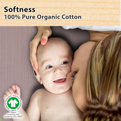 3-Pack Bedside Sleeper Bassinet Sheets | GOTS Certified Organic 100% Muslin Cotton | Ultra Soft & Breathable | 33×20×4” Fitted Sheets | Universal Fit 29–33” x 17–21” Pads