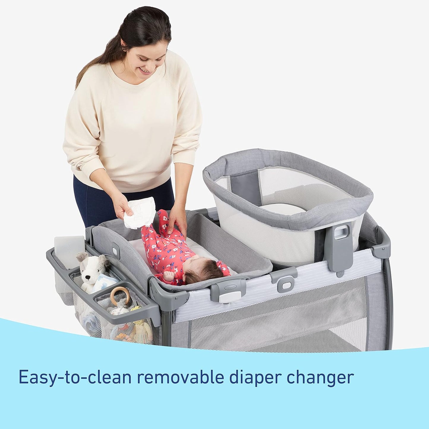 Graco® Pack ’n Play Sit ’N Grow Playard, Portable Infant Bassinet, Adjustable Seat, Built‑In Storage