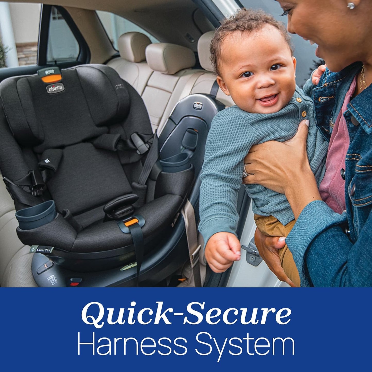 Chicco Fit360 Zip ClearTex Rotating Convertible Car Seat with Fit360 Mirror, 360 Degree Rotation for Rear-Facing and Forward-Facing Usage, Jet/Black