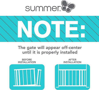 Summer Infant Anywhere Decorative Walk-Thru Pet and Baby Gate, 28” - 42.5” Wide, 30" Tall, Pressure Mounted, Insall In-between Rooms and Doorways, Walnut Wood with Metal Charcoal Accents