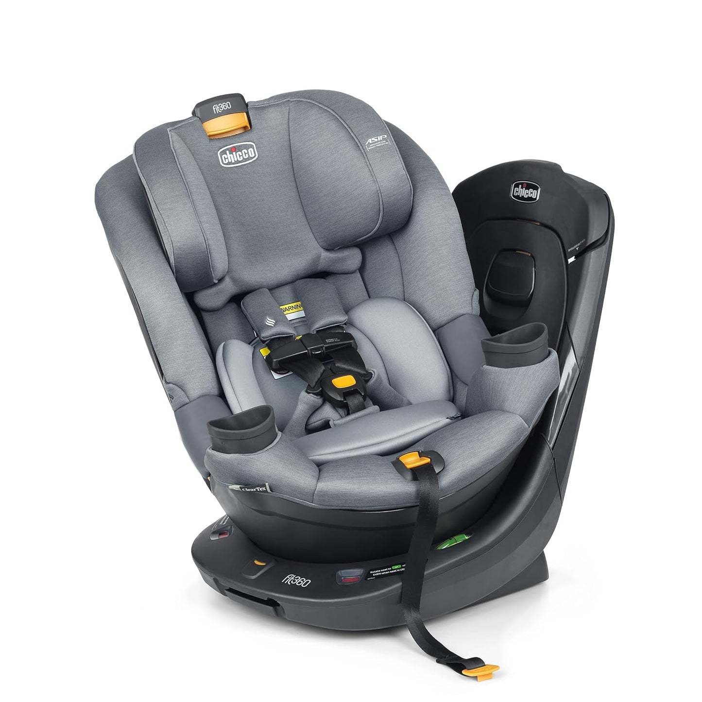 Chicco Fit360 Zip ClearTex Rotating Convertible Car Seat with Fit360 Mirror, 360 Degree Rotation for Rear-Facing and Forward-Facing Usage, Jet/Black