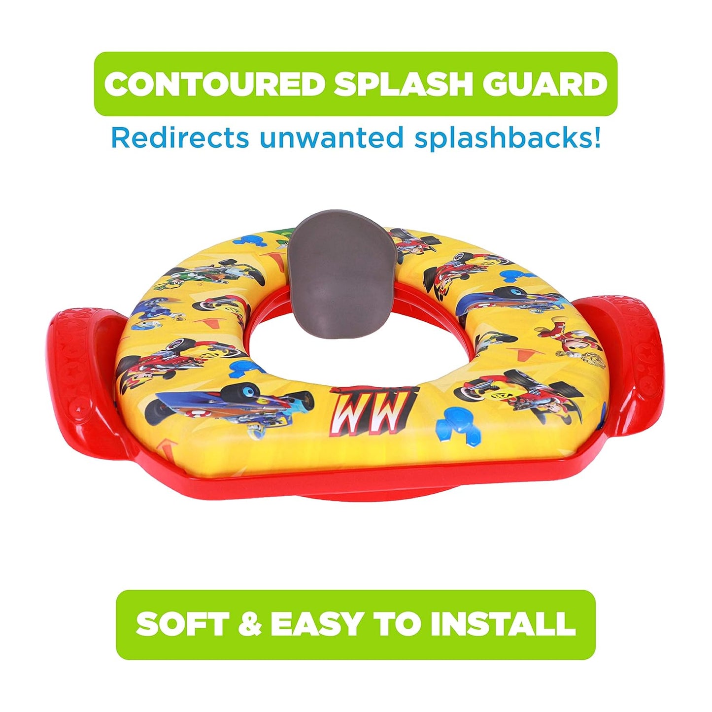 Disney Mickey Mouse "Track Adventures" Soft Potty Seat and Potty Training Seat - Soft Cushion, Baby Potty Training, Safe, Easy to Clean