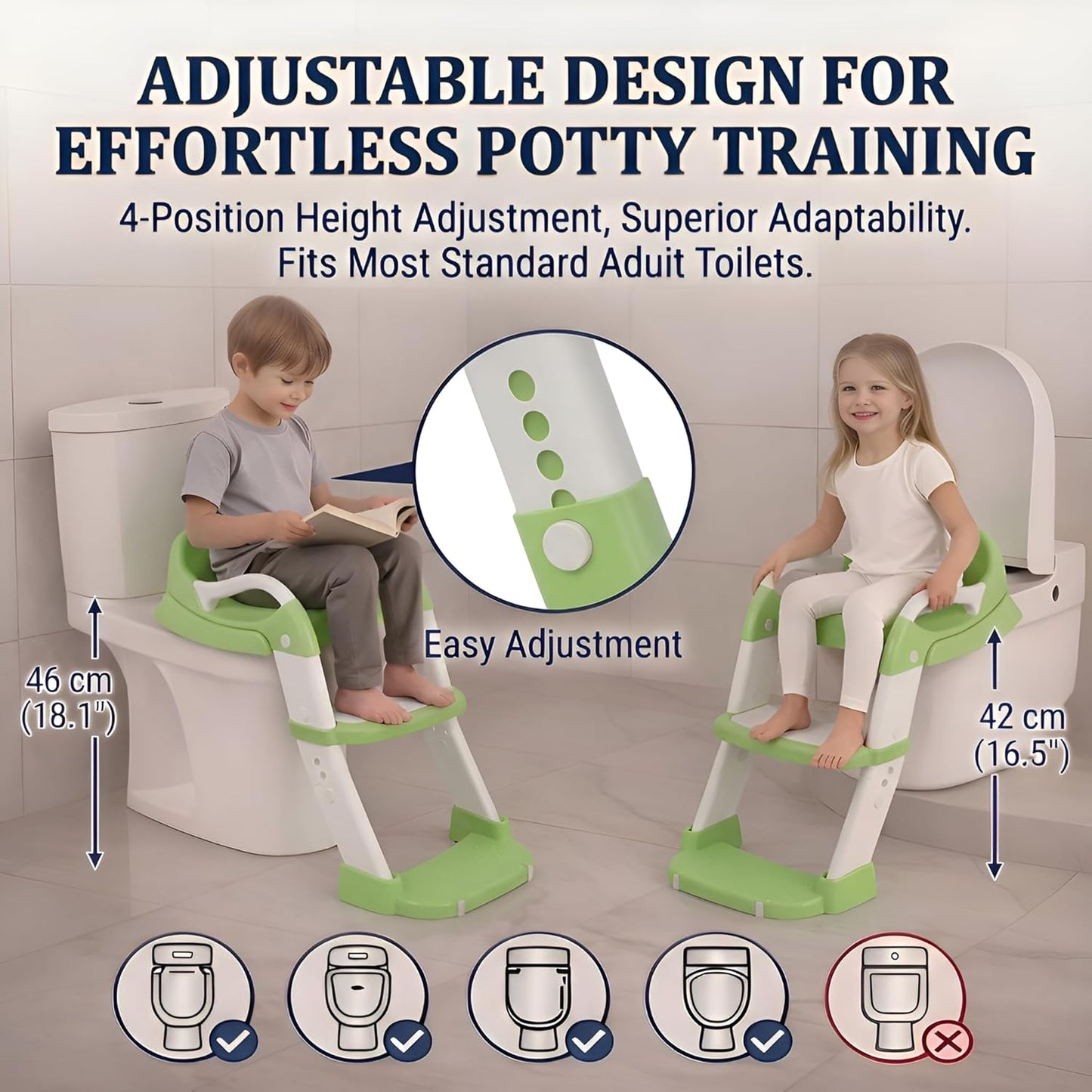Potty Training Seat - 2026 Upgraded 3-in-1 Foldable Potty Chair with Adjustable Step Stool, Removable Cushion & Splash Guard, Portable Potty Training Toilet for Toddler Boys and Girls (Cyan)