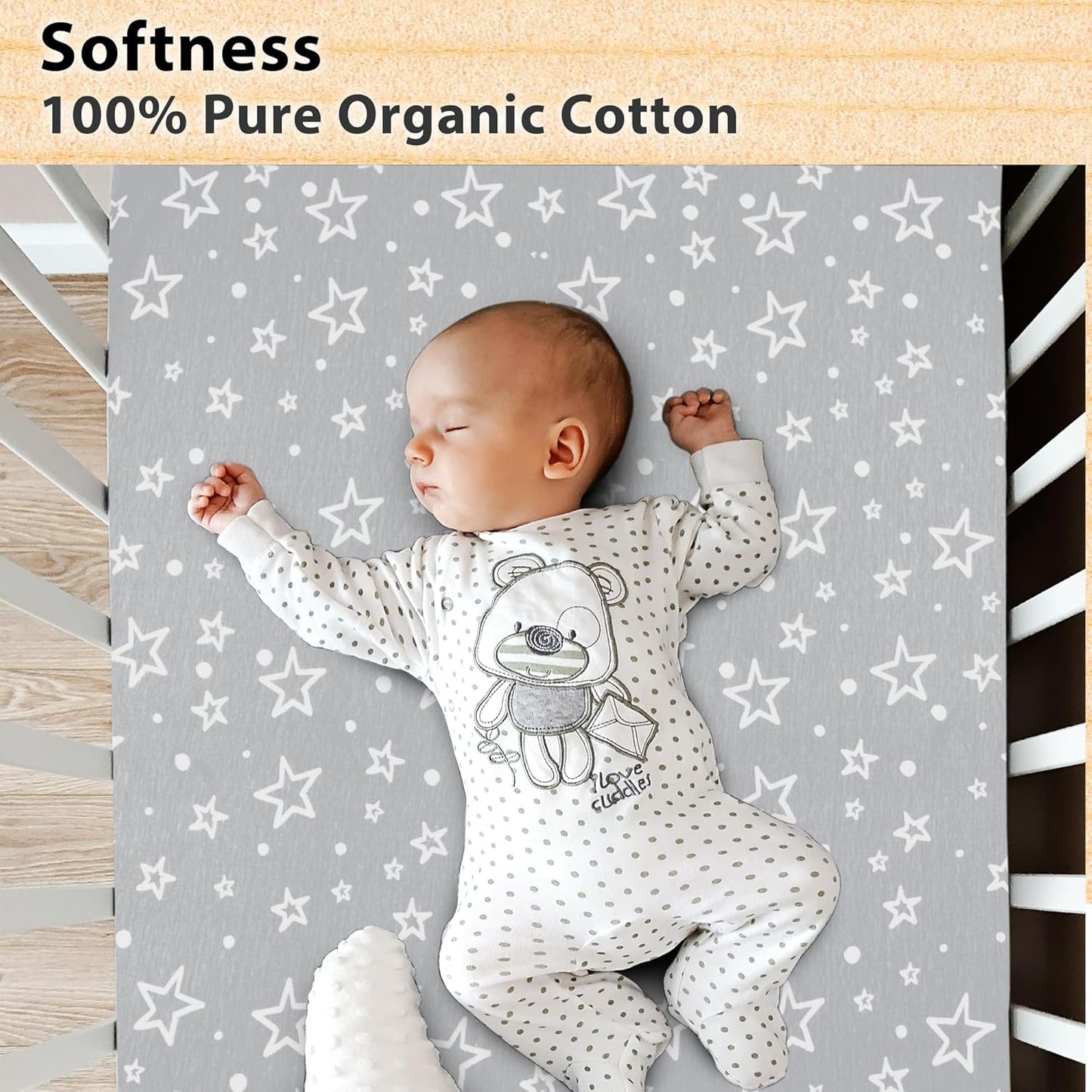 3-Pack Bedside Sleeper Bassinet Sheets | GOTS Certified Organic 100% Muslin Cotton | Ultra Soft & Breathable | 33×20×4” Fitted Sheets | Universal Fit 29–33” x 17–21” Pads