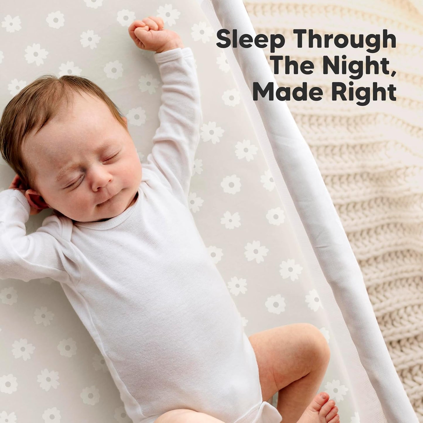 2-Pack Organic Bassinet Sheets for Girls, Boys - 100% Cotton Bassinet Mattress Sheets Compatible with Halo Bassinest Swivel Sleeper, Graco, Baby Delight, Chicco, Unisex Fitted Bassinet Sheets (Elly)