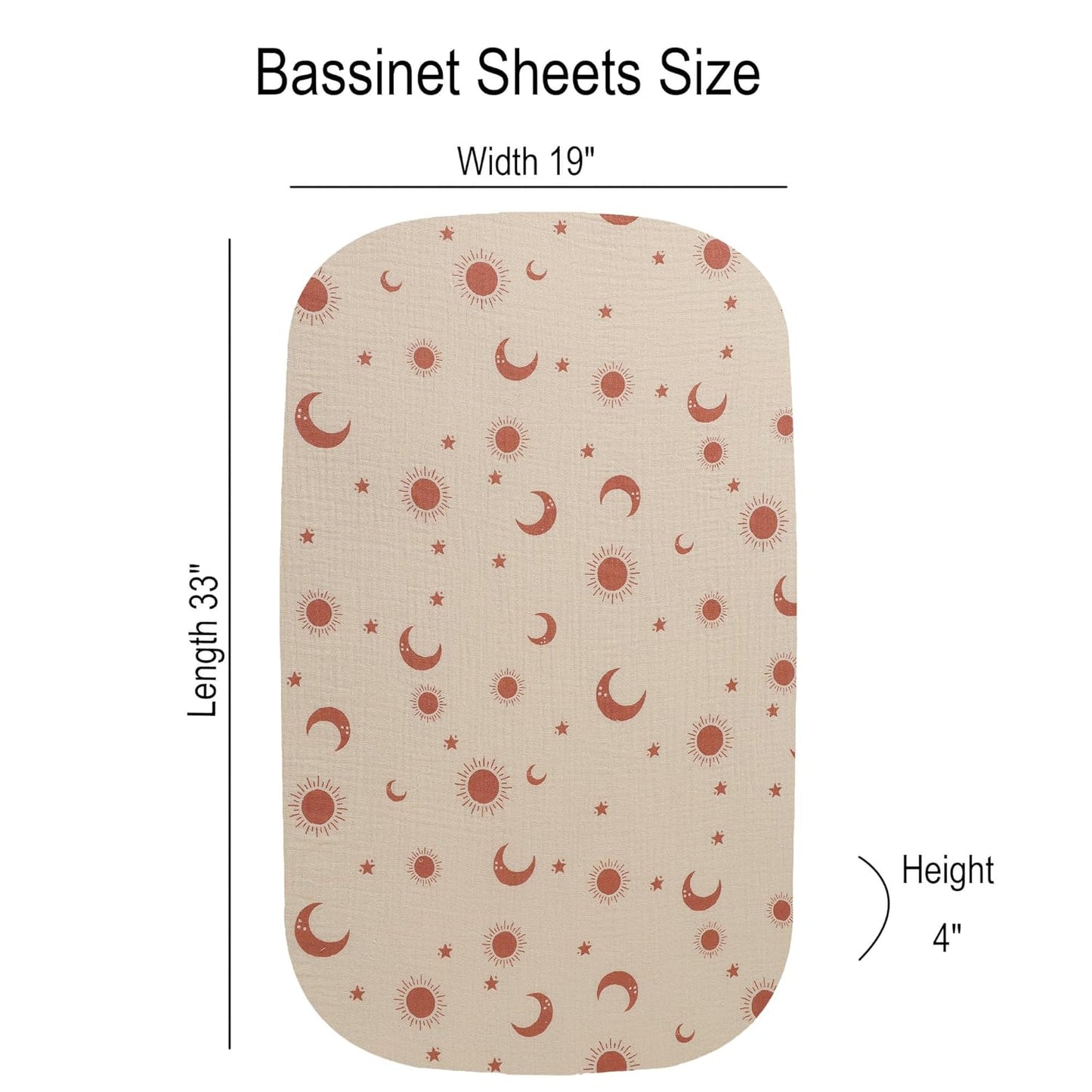 Onacosht Muslin Bassinet Sheets 3 Pack, 100% Cotton Baby Fitted Sheet 33" x 19" Compatible with Mika Micky, KoolaBaby (3 in 1), BabyBond, HARPPA and RICUTON Bedside Bassinet, Green, Floral and Cactus