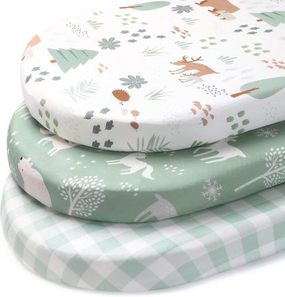 Baby Bedside Bassinet Sheets Girl, 33”x20” Compatible with Baby Delight Dream On Me & Most Rectangle Bedside Sleeper Bassinet Mattress, Super Soft Microfiber Pink Butterfly Flower