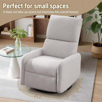 Korser 360° Rocking Chair, Nursery Rocker Chair with Side Pockets, Glider Nursing Chair with Steel Structure Base, Small Chair for Small Spaces, Sherpa Swivel Accent Chairs for Living Room, Nursing