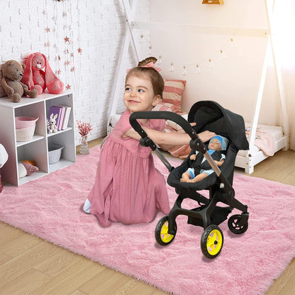Baby Doll Car Seat Stroller Combo – Convertible 2 in 1 Doll Stroller and Car Seat for Kids – Fits Up to 20” Dolls – Play Toy Baby Stroller with Adjustable Handle for Girls Toddlers All Ages (Black)