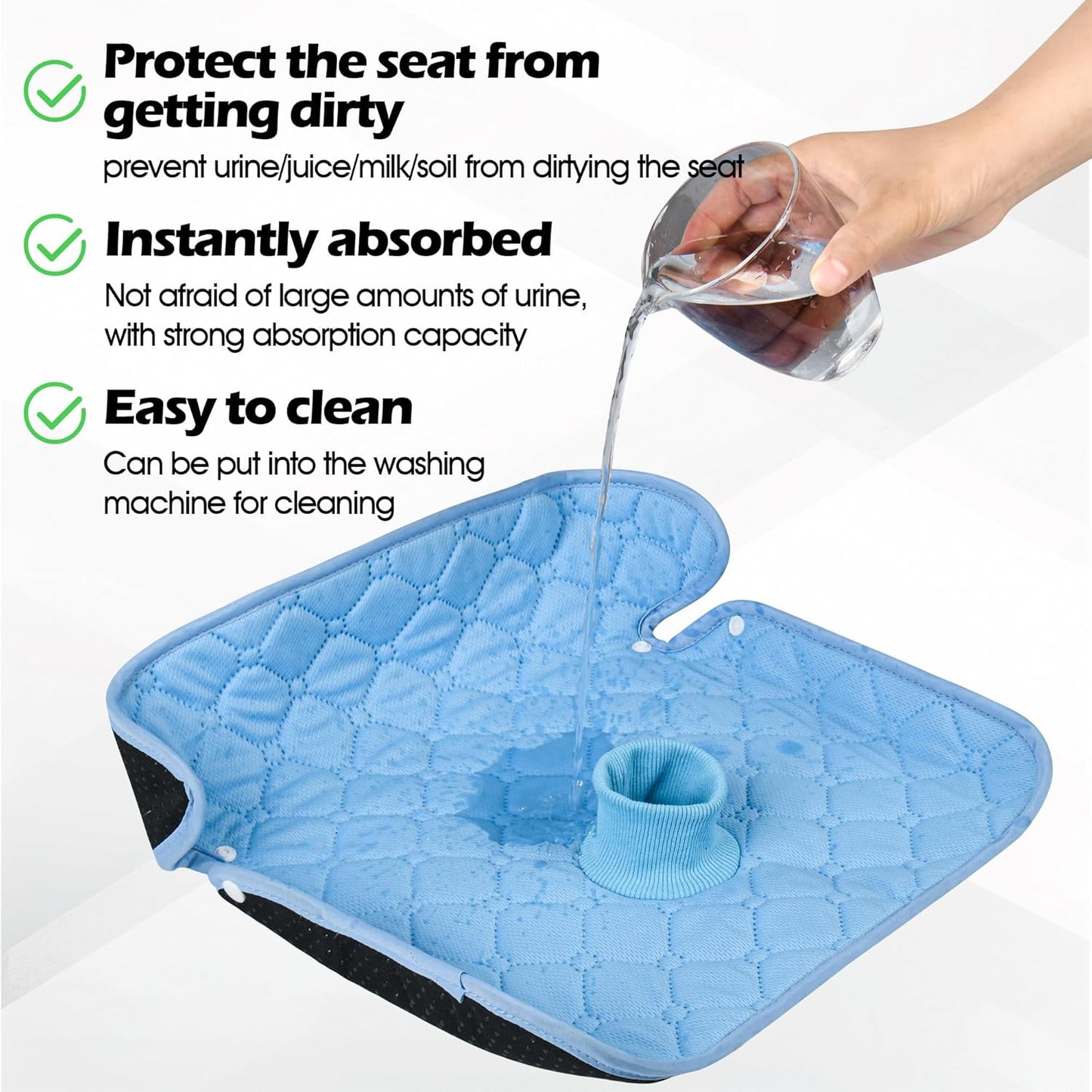 JEYODA ﻿Car Seat Protector for Potty Training Instant Suction Baby Piddle Pad for Baby Seats Reusable Car Seat Liner with Anti Slip for High Chairs, Baby Strollers 2pcs (Blue)