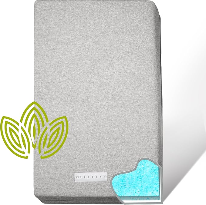 Organic Cotton Dual-Sided Crib Mattress | 2-Stage Premium Memory Foam CertiPUR-US Hypoallergenic Baby Mattress, Firm Support for Infant, Cooling Gel for Toddler, Waterproof Washable Cover, 52x27.5x5.5