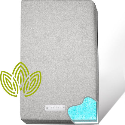Organic Cotton Dual-Sided Crib Mattress | 2-Stage Premium Memory Foam CertiPUR-US Hypoallergenic Baby Mattress, Firm Support for Infant, Cooling Gel for Toddler, Waterproof Washable Cover, 52x27.5x5.5
