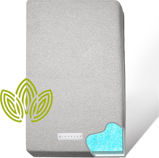 Organic Cotton Dual-Sided Crib Mattress | 2-Stage Premium Memory Foam CertiPUR-US Hypoallergenic Baby Mattress, Firm Support for Infant, Cooling Gel for Toddler, Waterproof Washable Cover, 52x27.5x5.5