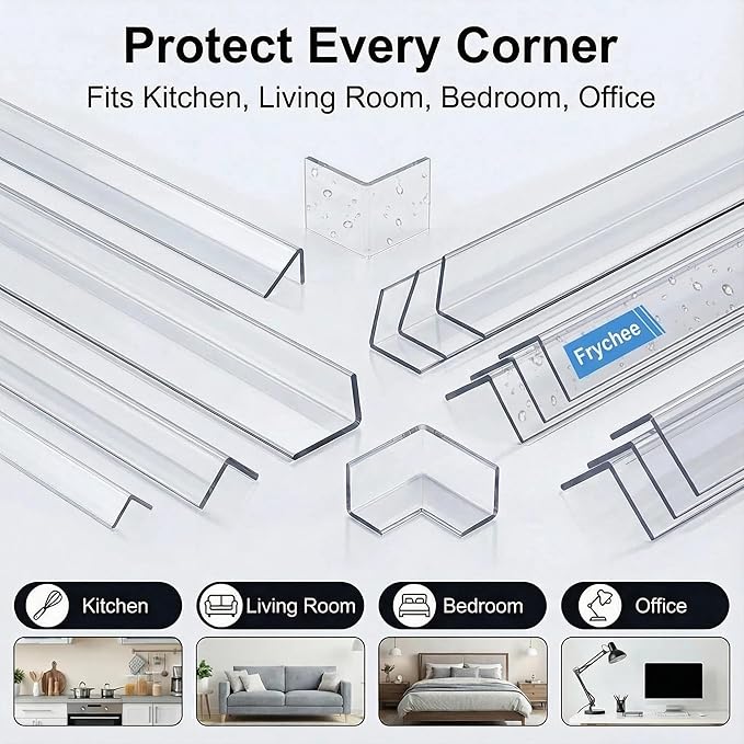 Clear Corner Protectors – Self-Adhesive Baby Proofing Safety Bumpers for Walls, Furniture, Cabinets & Desks – Freely Spliced to Meet Your Needs(6PCS, 2.5x40.6cm/1.0x16in)