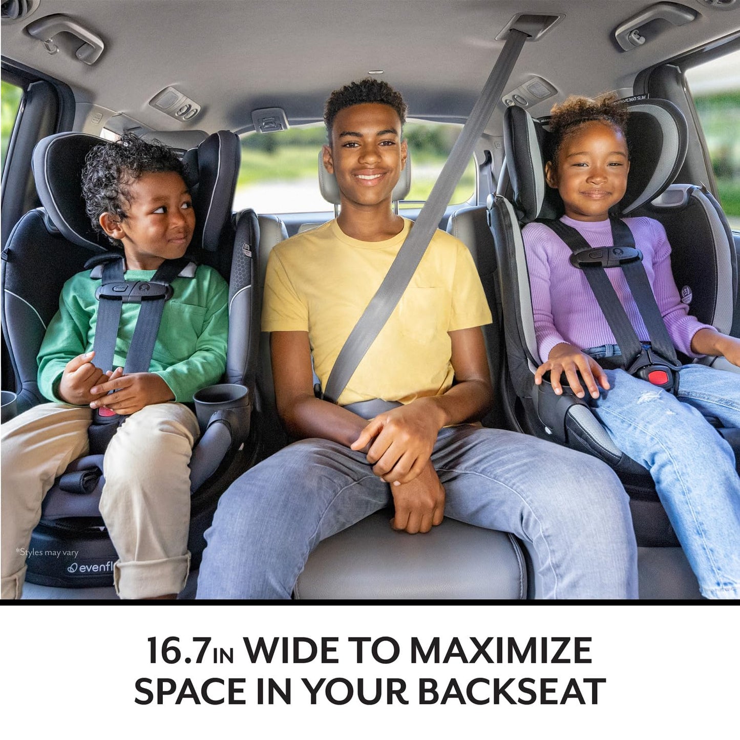 Evenflo Revolve360 Slim 2-in-1 Rotating Car Seat with Green & Gentle Fabric (Travertine)