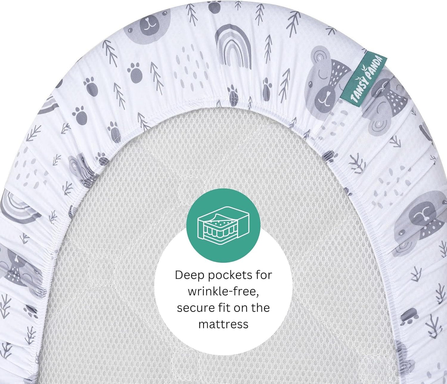 Bassinet Sheets for Papablic, CoZee, Cowiewie, Ezebaby, Nawahev Baby Bassinet Bedside Sleeper by TansyPanda, 3PC, 33x20, Ultra Soft, Breathable Snug Fit, Unisex Boys Girls, Gray White (Space Rockets)