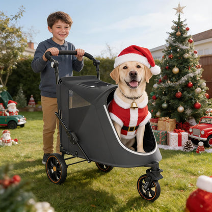 MoNiBloom Large Pet Stroller with Anti-Slip Ramp, Heavy Duty Dog Stroller Up to 99lb, Safe & Gentle Mobility Aid, All-Terrain Wheels, Idea for Injured, Disabled, & Senior Dog