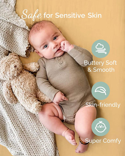 Bassinet Sheets Compatible with Baby Delight Beside Me Dreamer Bassinet, 33x20 for Baby Bedside Sleeper - Buttery Soft, Premium Stretchy Jersey Knit Sheets - Sky + Sage + Cloud, 3 Pack
