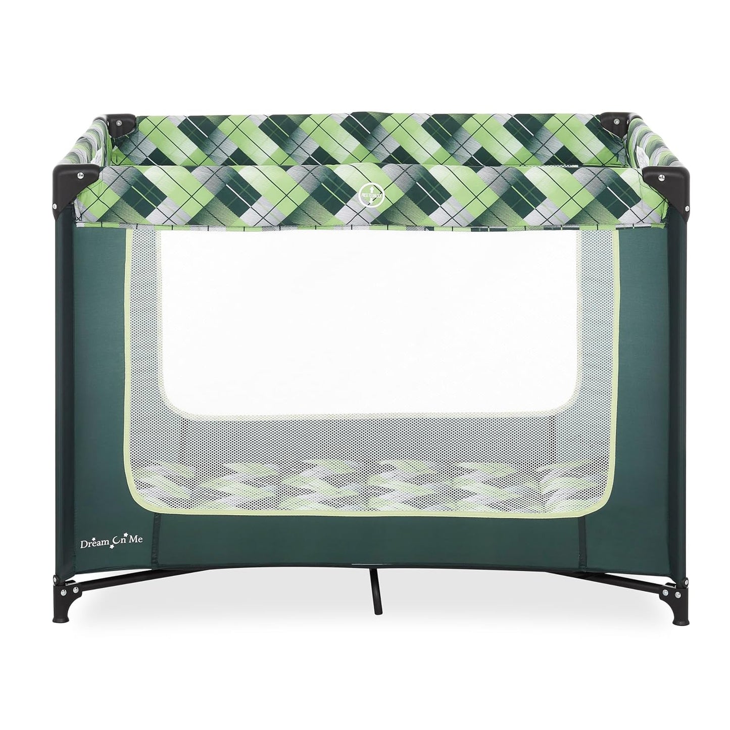Dream On Me Zoom Portable Playard in Black, Lightweight, Packable and Easy Setup Baby Playard, Breathable Mesh Sides and Soft Fabric - Comes with a Removable Padded Mat