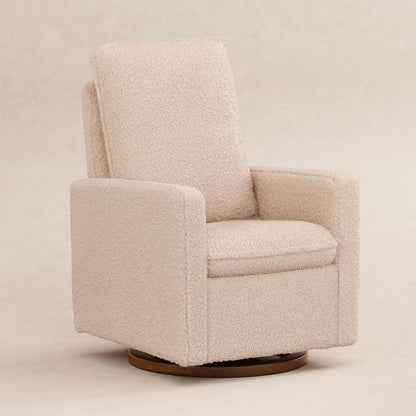 Babyletto Cali Pillowback Swivel Glider in Performance Plastic Cream Eco-Weave, Water Repellent & Stain Resistant, Greenguard Gold and CertiPUR-US Certified