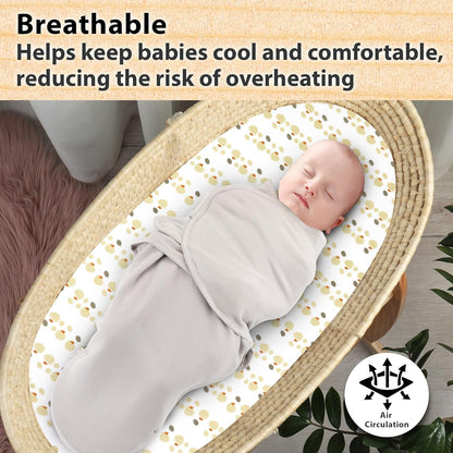3-Pack Bedside Sleeper Bassinet Sheets | GOTS Certified Organic 100% Muslin Cotton | Ultra Soft & Breathable | 33×20×4” Fitted Sheets | Universal Fit 29–33” x 17–21” Pads