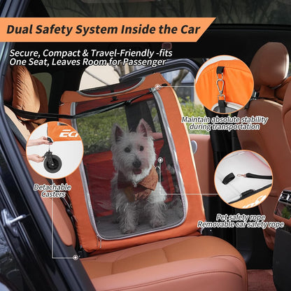EchoSmile 4 Wheels Pet Stroller, Dog & Cat Stroller for All-Season, Lightweight Carrier with Storage Basket, Adjustable Handle, Removable Pad, Breathable Mesh, Up to 135 lbs, Grey