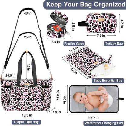 ITIEZY Diaper Bag Tote for Baby - Large Mommy Bag with Portable Changing Pad Pacifier Case, Hospital Bags Travel Baby Bag
