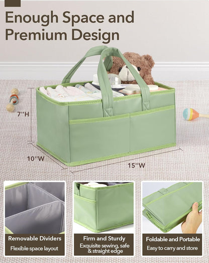 URMYWO Diaper Caddy Organizer - Portable Baby Diaper Caddy with Handle, Large Nursery Organizer Storage Basket for Newborn Essentials, Baby Registry Must Have Shower Gift for Home and Car Travel