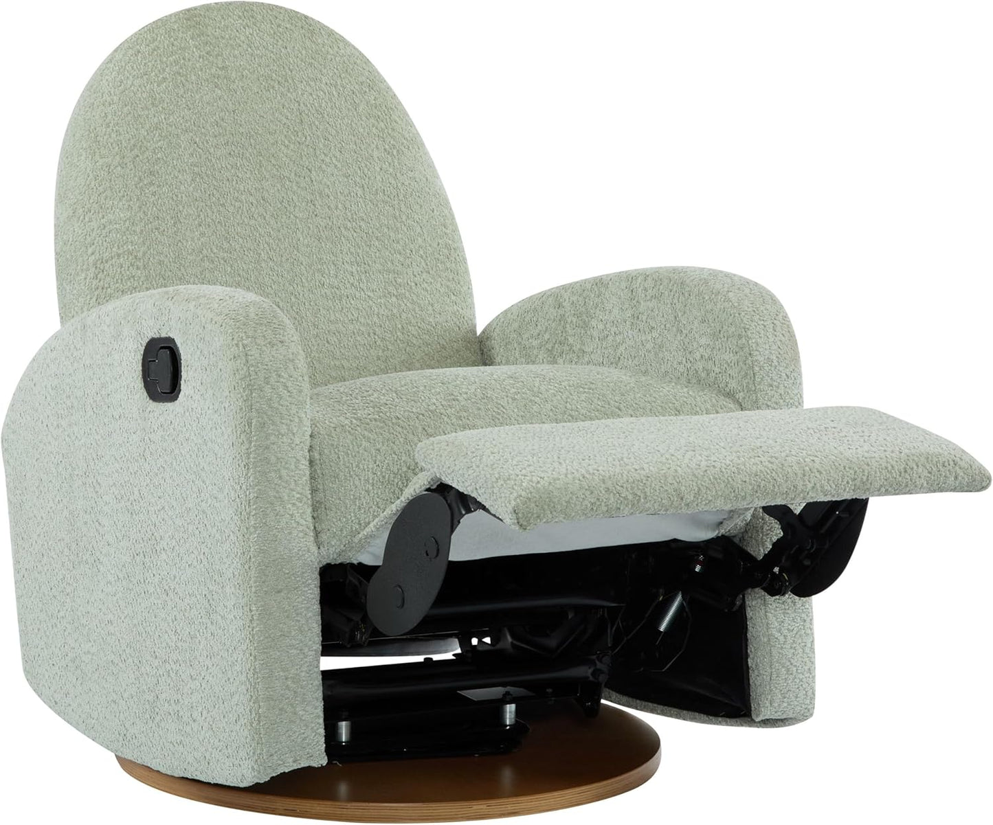 GDFStudio Swivel Glider Recliner Chair Nursery Rocker Recliner Chair with Boucle Upholstered High Back Single Seat Sofa Chair with Deep Seat Manual Nursing Reclining for Living Room, Light Green
