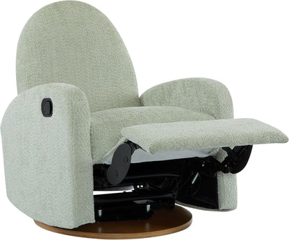 GDFStudio Swivel Glider Recliner Chair Nursery Rocker Recliner Chair with Boucle Upholstered High Back Single Seat Sofa Chair with Deep Seat Manual Nursing Reclining for Living Room, Light Green