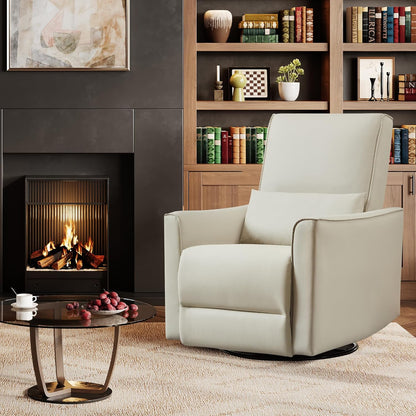 IDEALHOUSE Swivel Rocking Nursery Recliner Chair Rocker Recliner Glider Deep Seat PU Leather Sofa Chair with high Backrest for Nursery, Living Room, Bedroom & Home Movie Theater (Chocolate)