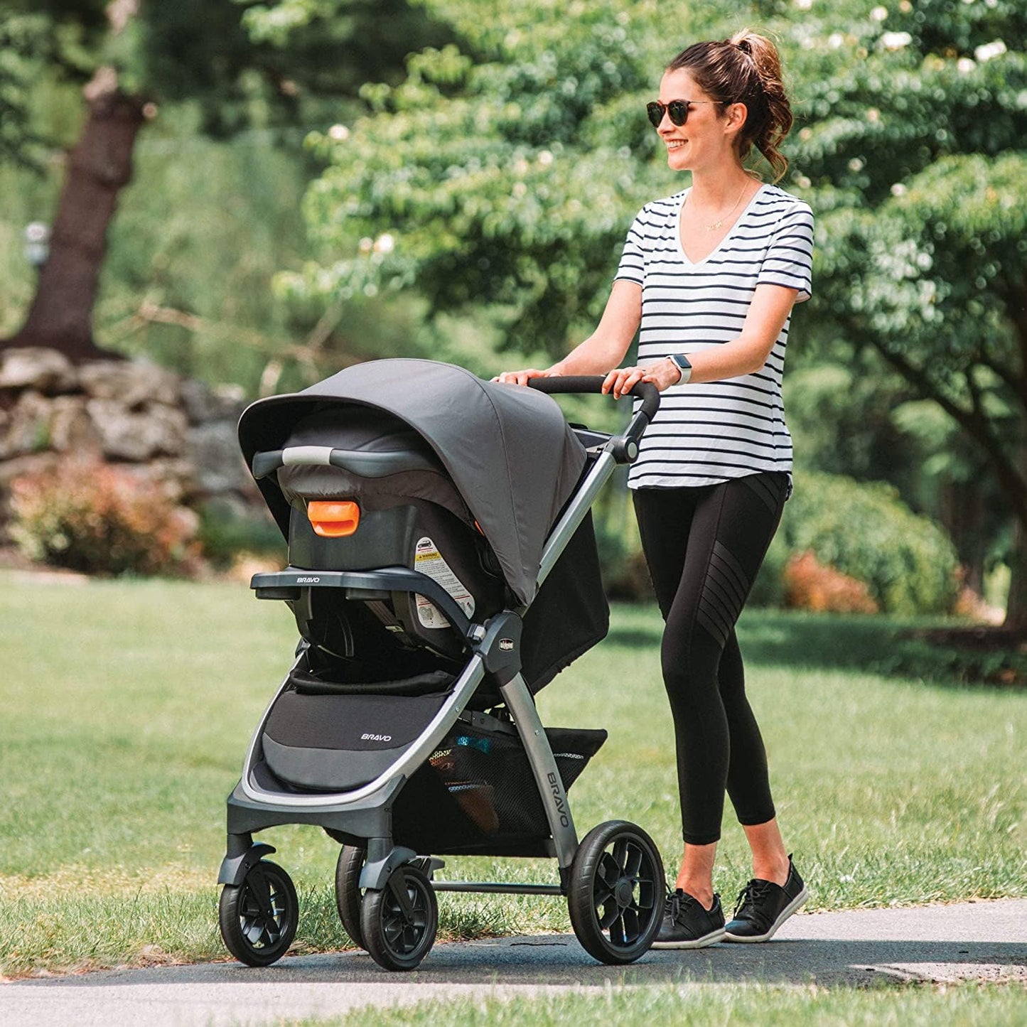 Chicco Bravo LE ClearTex Full-Size Stroller for Babies and Toddlers, UPF-Rated Canopy, GREENGUARD Gold Certified, Lightweight, One-Hand Compact Fold, Pewter/Grey