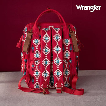Montana West Wrangler Diaper Bag Backpack Aztec Travel Backpack Purses Western Multi-Function Baby Bags for Mom with Waterproof Insulated Pockets