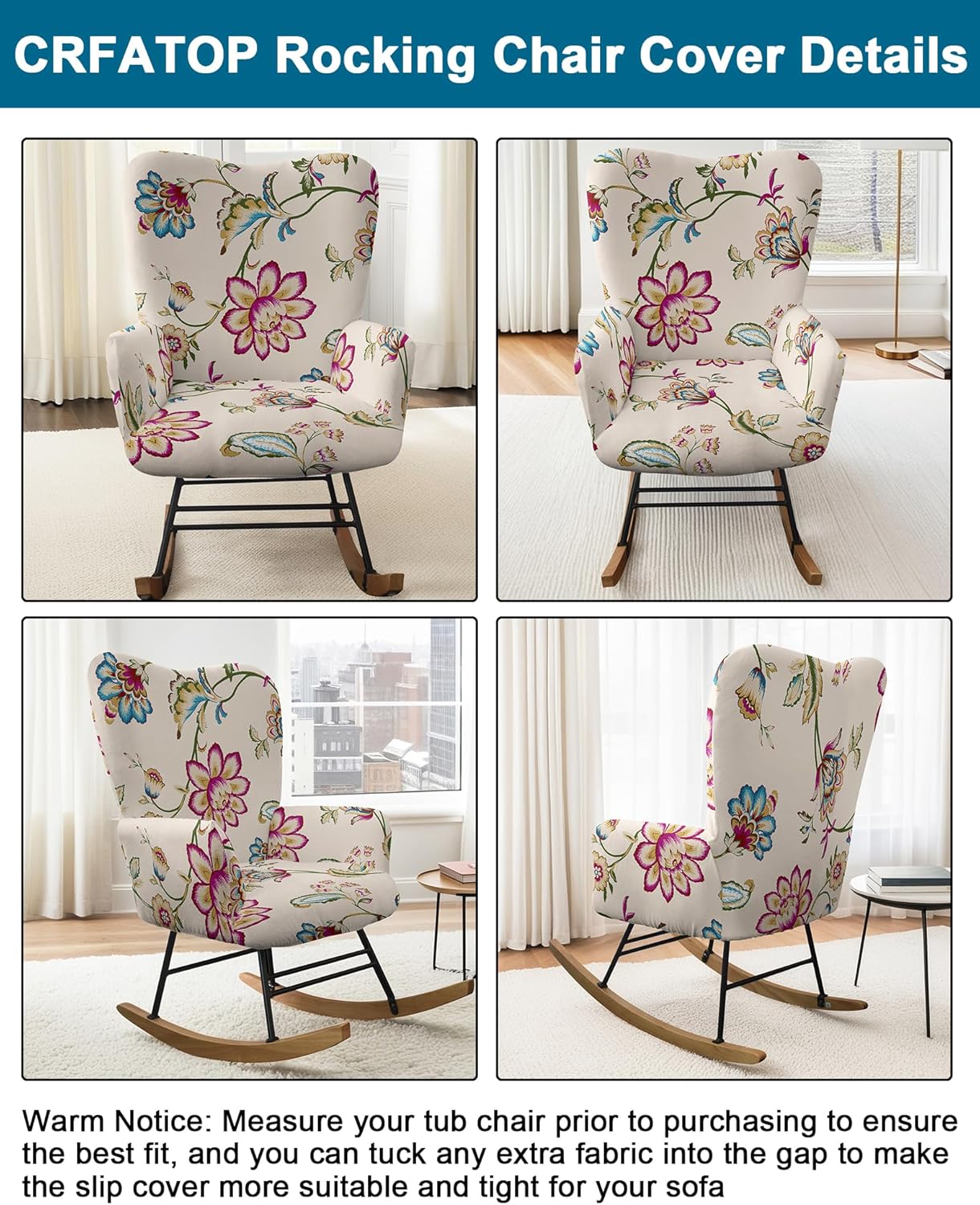 CRFATOP Jacquard 1 PC Nursery Rocking Chair Recliner Covers Upholstered Glider Rocker Banquet Armchair Slipcover Stretch Accent Chairs Furniture Protector for Living Room Bedroom Offices,Green