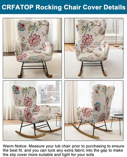 CRFATOP Jacquard 1 PC Nursery Rocking Chair Recliner Covers Upholstered Glider Rocker Banquet Armchair Slipcover Stretch Accent Chairs Furniture Protector for Living Room Bedroom Offices,Green