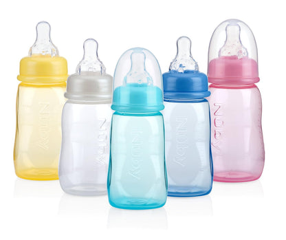 Nuby Standard Neck Tinted Feeding Nurser, 1 Count (Pack of 1), Colors May Vary
