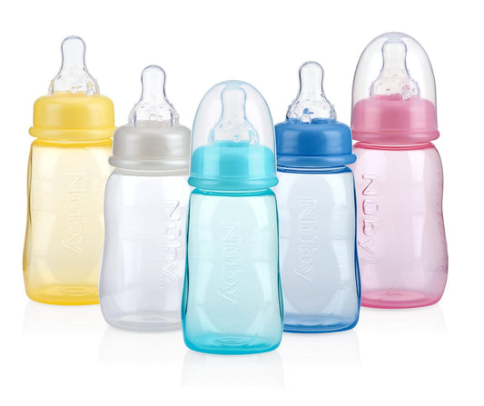 Nuby Standard Neck Tinted Feeding Nurser, 1 Count (Pack of 1), Colors May Vary