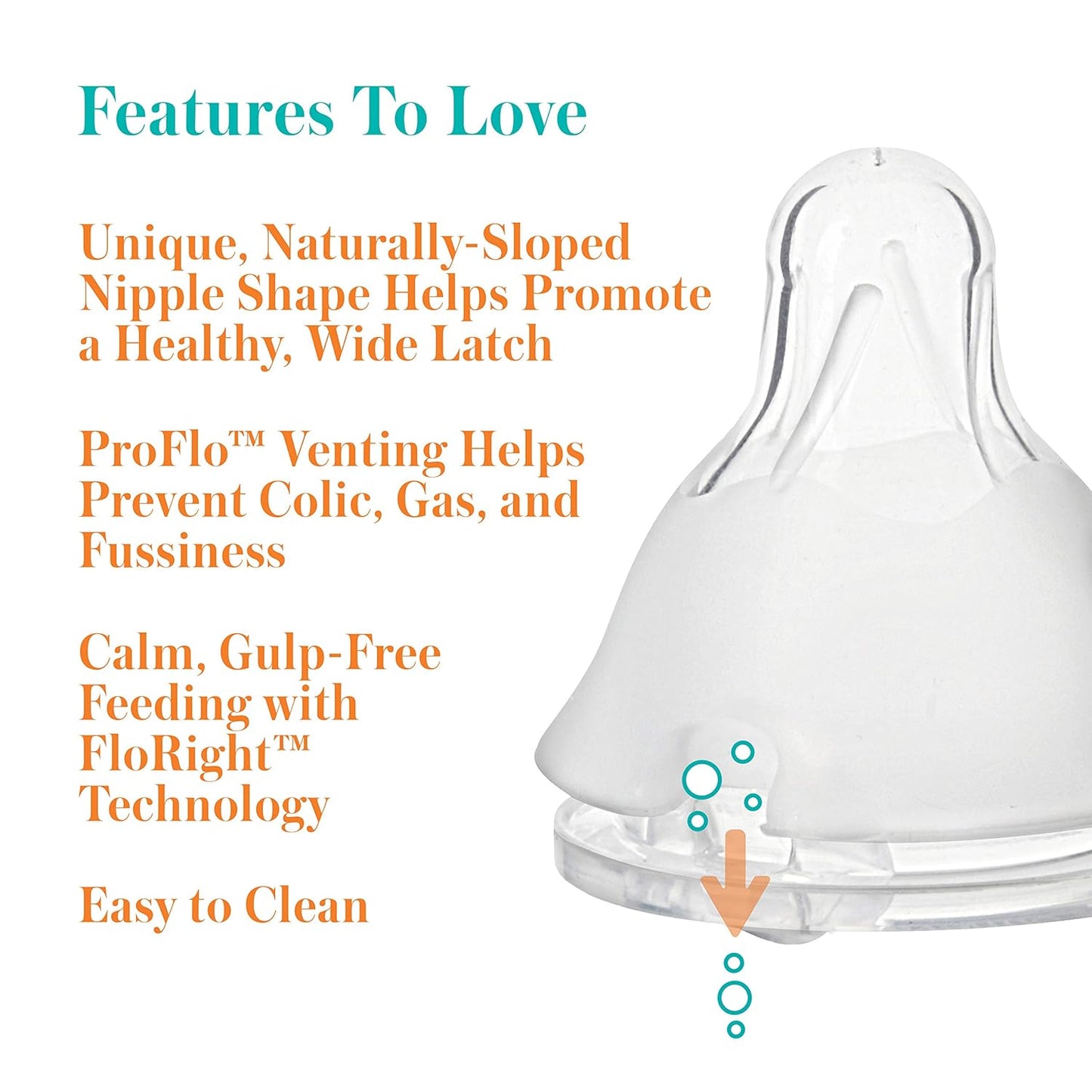 Evenflo Balance Plus Standard Neck (1.5 in) Nipples for use ONLY with Evenflo Balance Plus Standard Neck Bottles, Slow Flow for 0 Months and up, 6 Pack (NOT Compatible with Any Other Bottles)