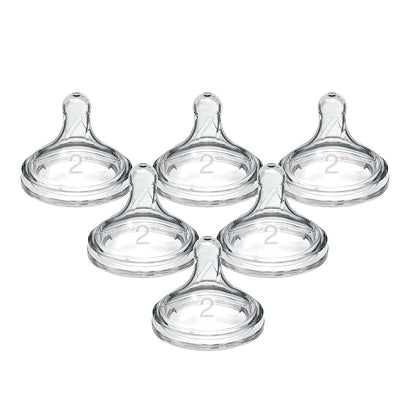 Dr. Brown’s Natural Flow® Level 2 Wide-Neck Baby Bottle Silicone Nipple, Medium Flow, 3m+, 100% Silicone Bottle Nipple, 6 Pack