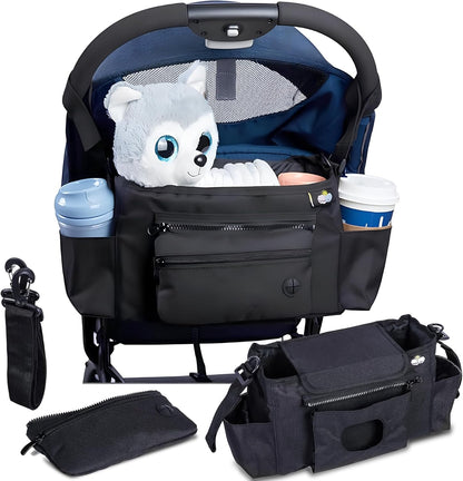 Universal Stroller Organizer - Multifunctional Stroller Caddy With Cup Holders - Non Slip Straps For All Strollers - Easy To Use