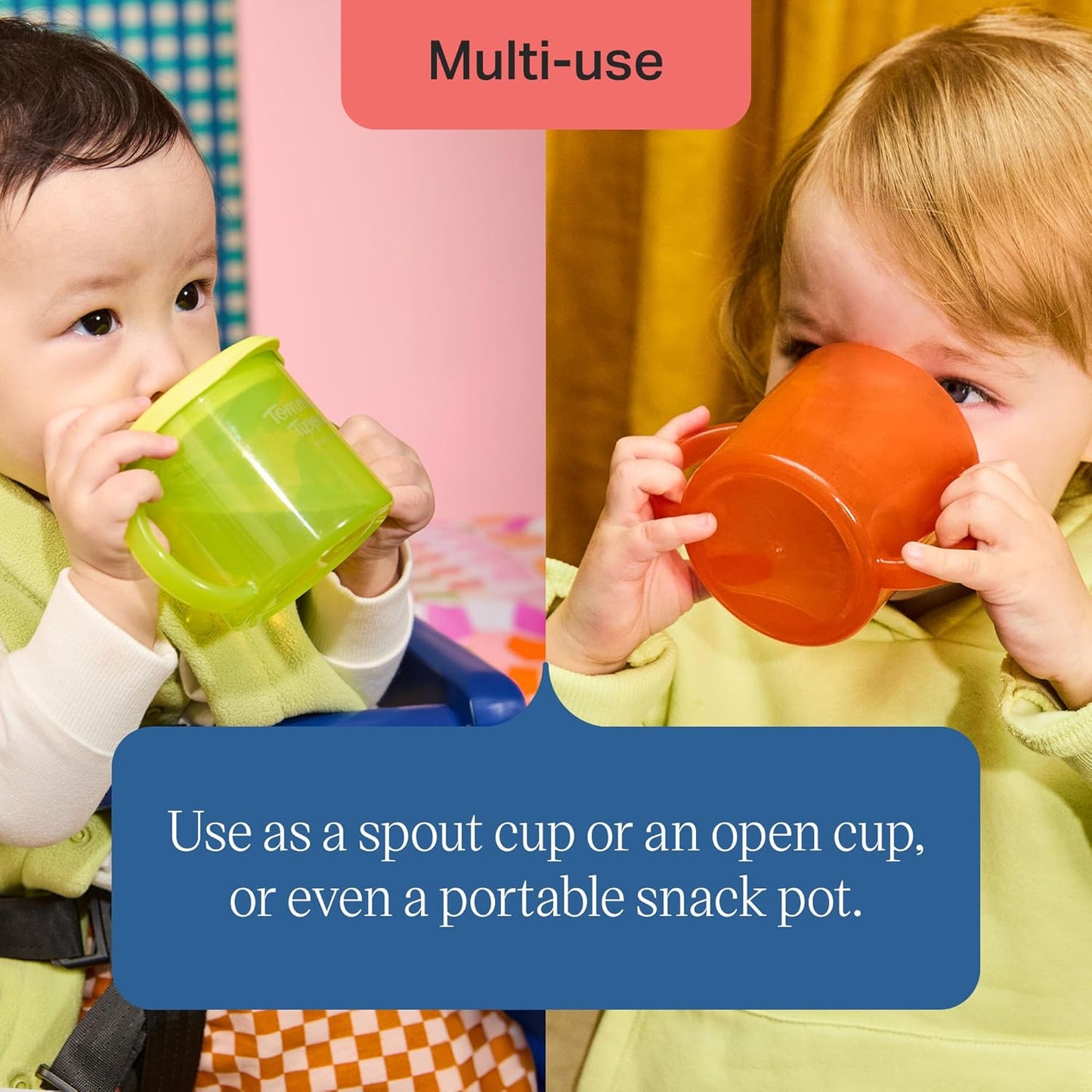 Tommee Tippee Starter Weighted Straw Baby & Toddler 10oz Sippy Cup for 6 Months+, with Silicone Weighted Straw and Easy-Hold Handles, BPA Free, Pink & Purple, Pack of 2