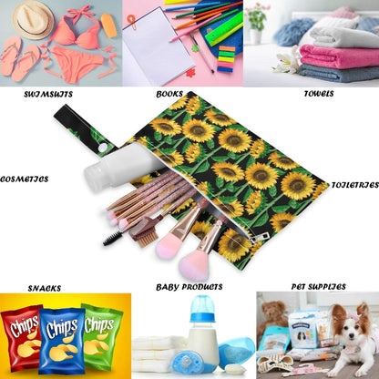 visesunny Leopard Grain 2Pcs Wet Bag with 2 Zippered Pockets Snap Handle Washable Reusable Roomy for Travel,Beach,Pool,Daycare,Stroller,Diapers,Dirty Gym Clothes, Wet Swimsuits, Toiletries