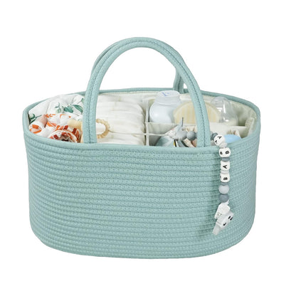 Baby Diaper Caddy Organizer for Girl Boy Rope Nursery Storage Bin Basket Portable Holder Tote Bag for Changing Table Car Travel Baby Shower Gifts Newborn Essentials Registry Must Have Items Pink