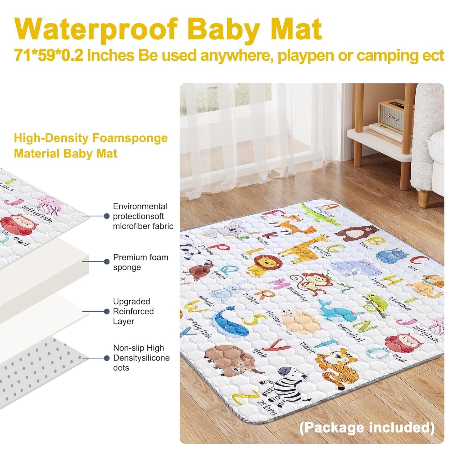 Premium Baby Playpen with Mat, 71x60 Inches Extra Large Playpen for Babies and Toddlers, Indoor & Outdoor Activity Center, Safety Baby Play Pen with Gate Prints