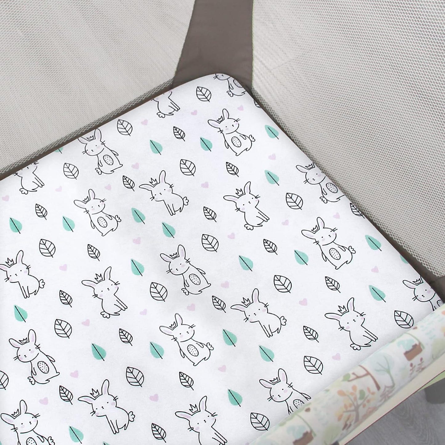 Pack and Play Sheets, 2 Pack Mini Crib Sheets, Stretchy Playard Fitted Sheet, Compatible with Graco Pack n Play, Soft and Breathable Material, Planet & Flower