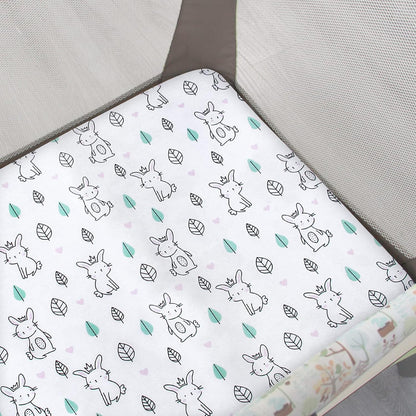 Pack and Play Sheets, 2 Pack Mini Crib Sheets, Stretchy Playard Fitted Sheet, Compatible with Graco Pack n Play, Soft and Breathable Material, Planet & Flower