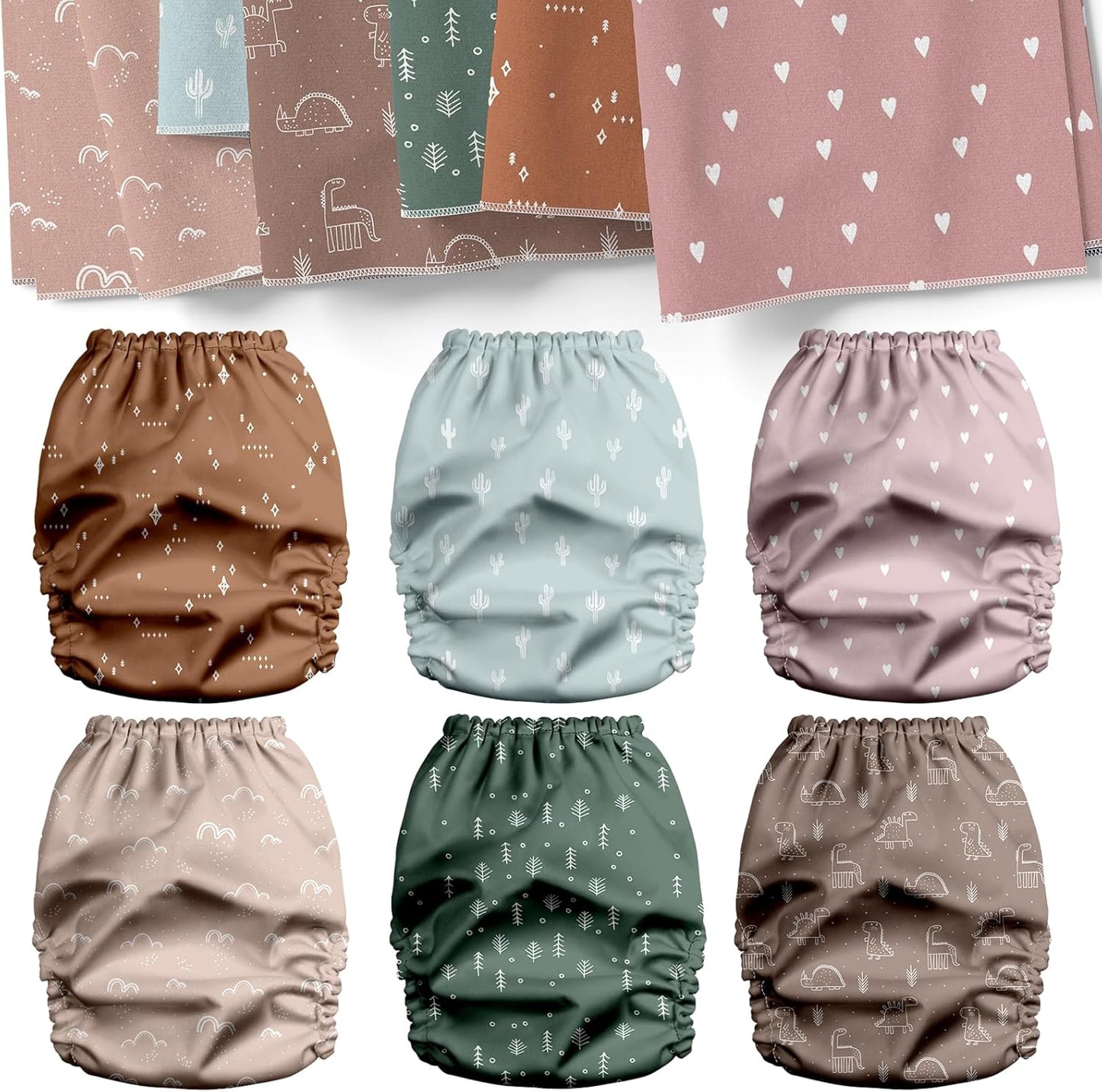 Mama Koala 3.0 Baby Cloth Diapers with 6 Inserts Bundle, with 2 Pack Pail Liners, and 2 Rolls Natural Liners