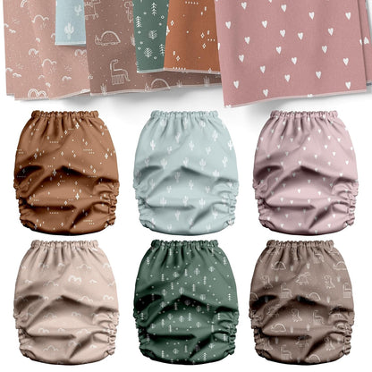 Mama Koala 3.0 Baby Cloth Diapers with 6 Inserts Bundle(Simply Neutrals), with 2 Pack Reusable Pail Liner