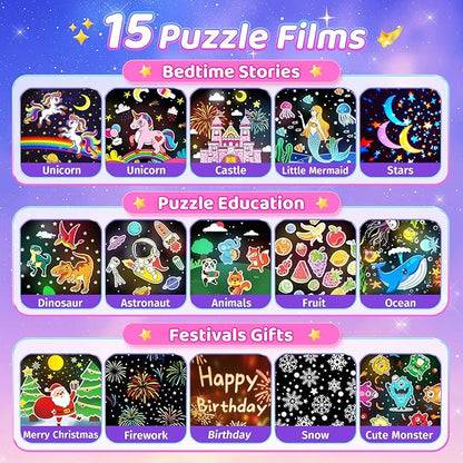 Night Light for Kids, 315 Light Modes+15 Films Unicorn Toy,15 Sound Machine Baby,Unicorn Toys for Girls Age 4-6,360°Rotate+Remote Night Light Projector for Kids Room Decor,Birthday Gift for Girl 5 7 8